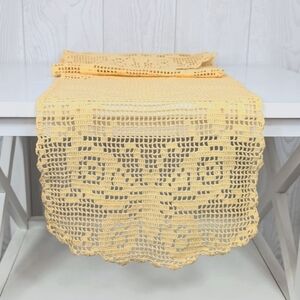 Butterfly Table Runner Hand Crocheted Floral for Small Table